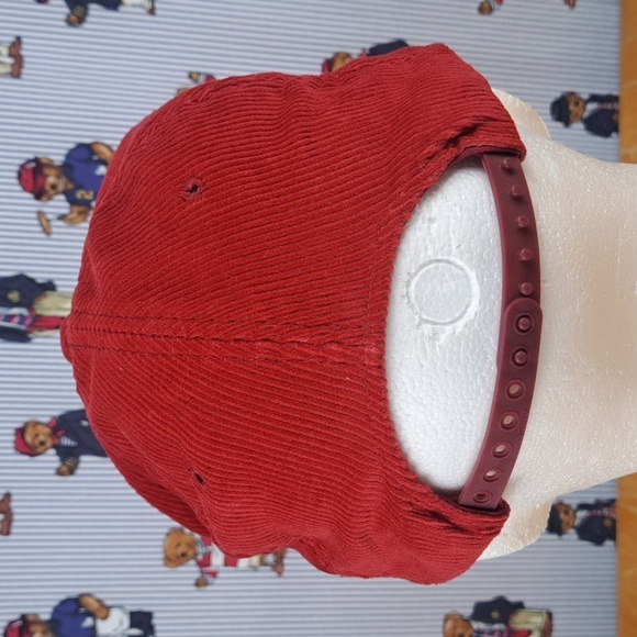 Vintage 80s red & white brim trim corduroy blank panel casual snapback hat cap - Picture 4 of 7